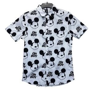 Disney‎ Neff Mickey Mouse Oh Boy Button Up Shirt Men’s Small All Over Print